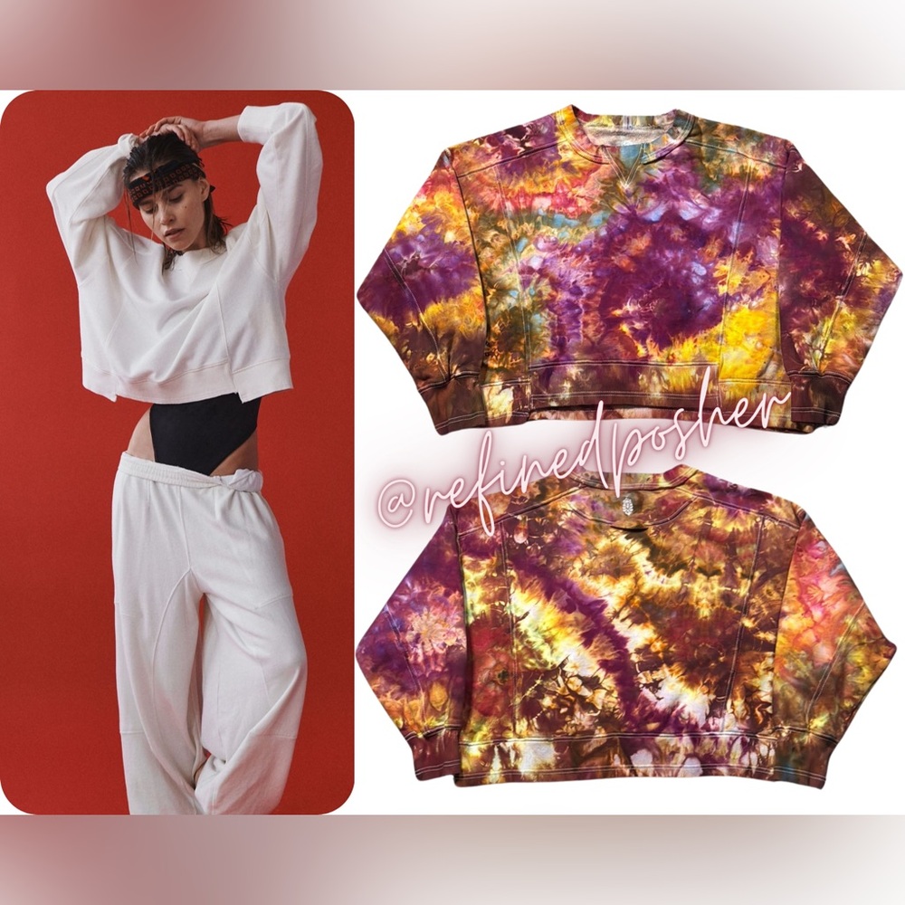 Free People Movement Intercept Pullover size Small NEW White Tie Dye
